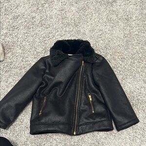 OshKosh B'gosh Black Faux Leather Jacket with Gold Accents